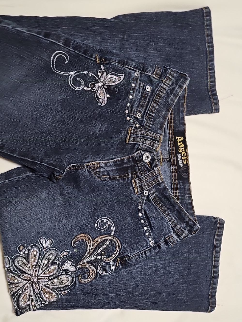 Angels Jeans Dark Blue Embellished Flare Jeans - Picture 3 of 3